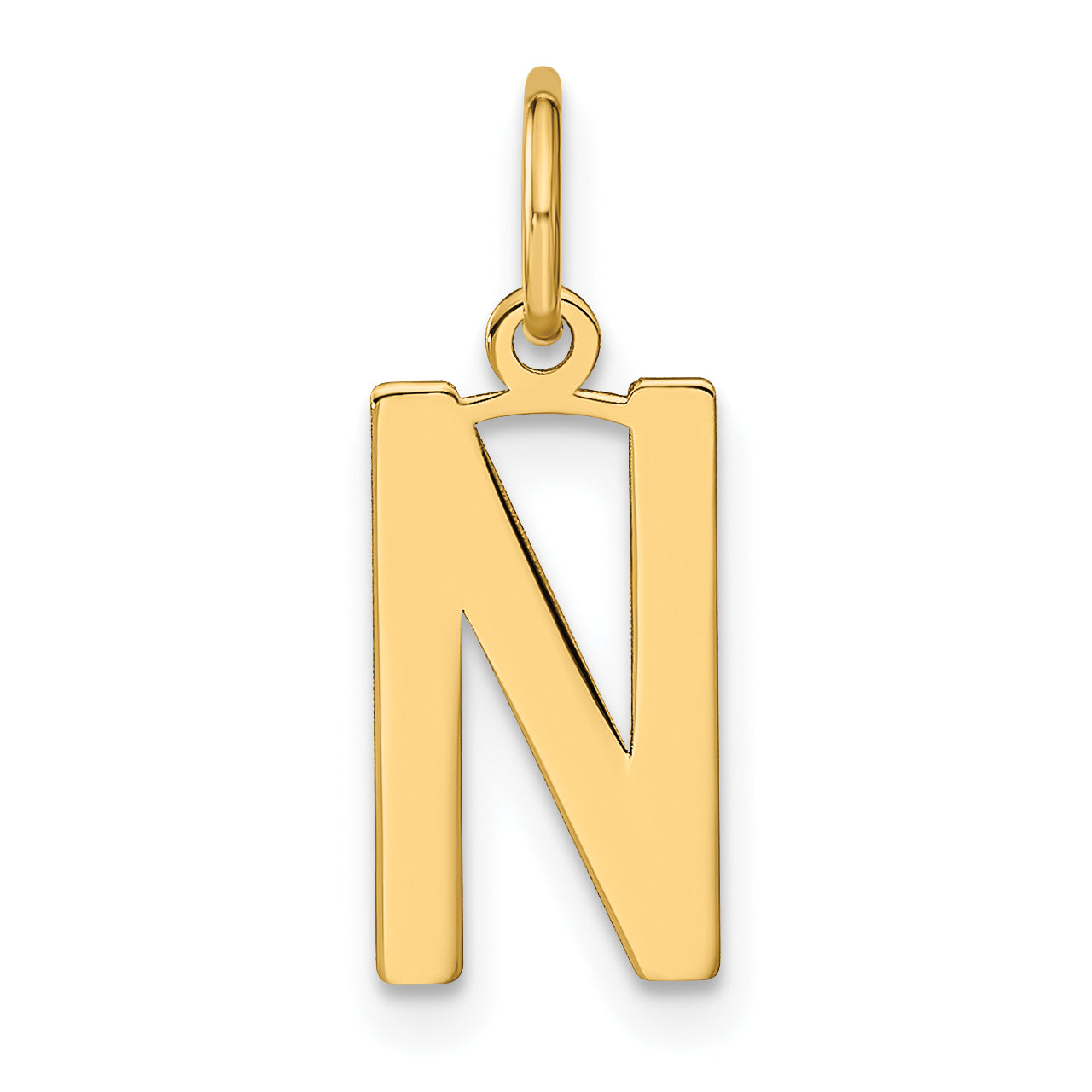 14K Gelbgold 14ky Buchstabe N Initiale Anhänger