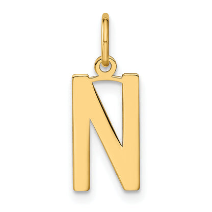 14K Gelbgold 14ky Buchstabe N Initiale Anhänger