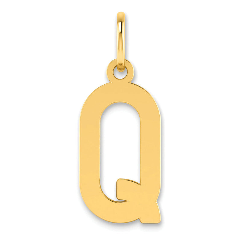 14K Gelbgold 14ky Buchstabe Q Initiale Anhänger