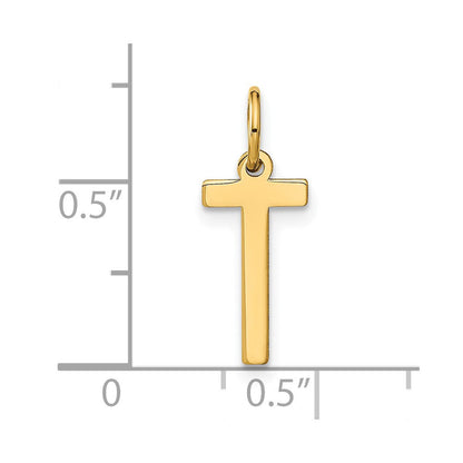 14K Gelbgold 14ky Buchstabe T Initiale Anhänger