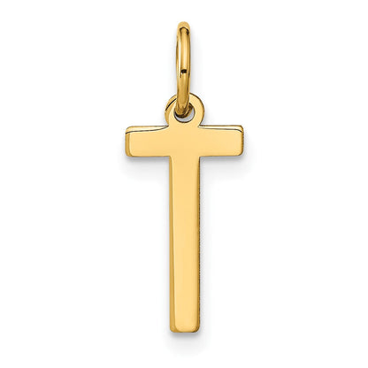 14K Gelbgold 14ky Buchstabe T Initiale Anhänger