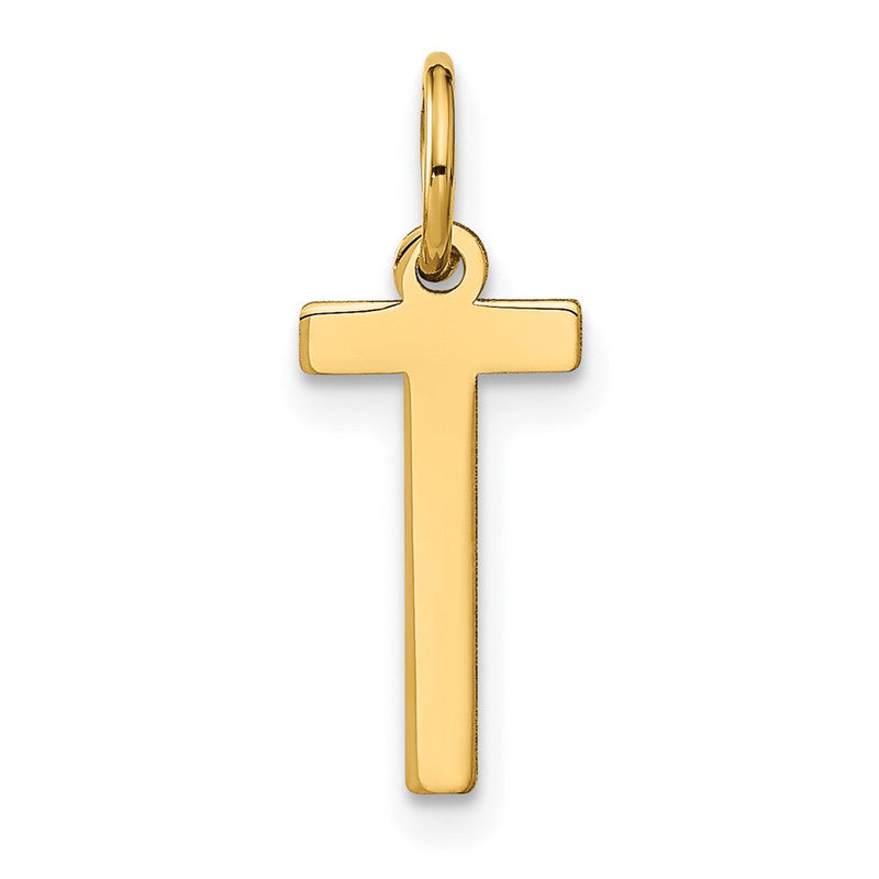 14K Gelbgold 14ky Buchstabe T Initiale Anhänger