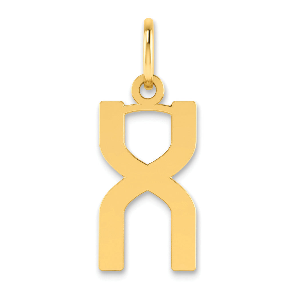 14K Gelbgold 14ky Buchstabe X Initiale Anhänger