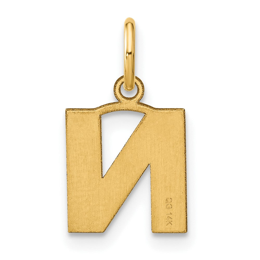 14K Gelbgold 14ky Buchstabe N Initiale Anhänger
