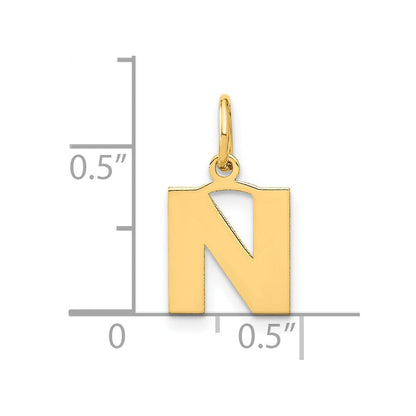 14K Gelbgold 14ky Buchstabe N Initiale Anhänger