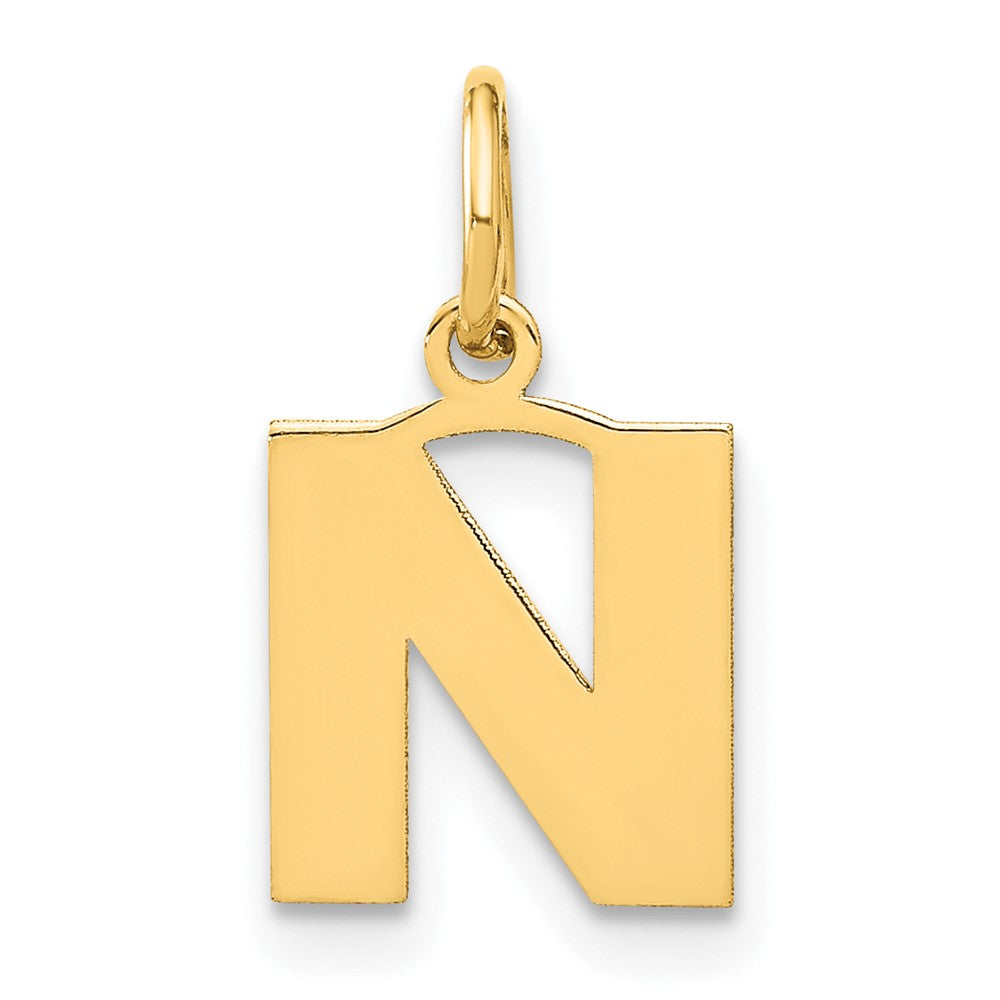 14K Gelbgold 14ky Buchstabe N Initiale Anhänger