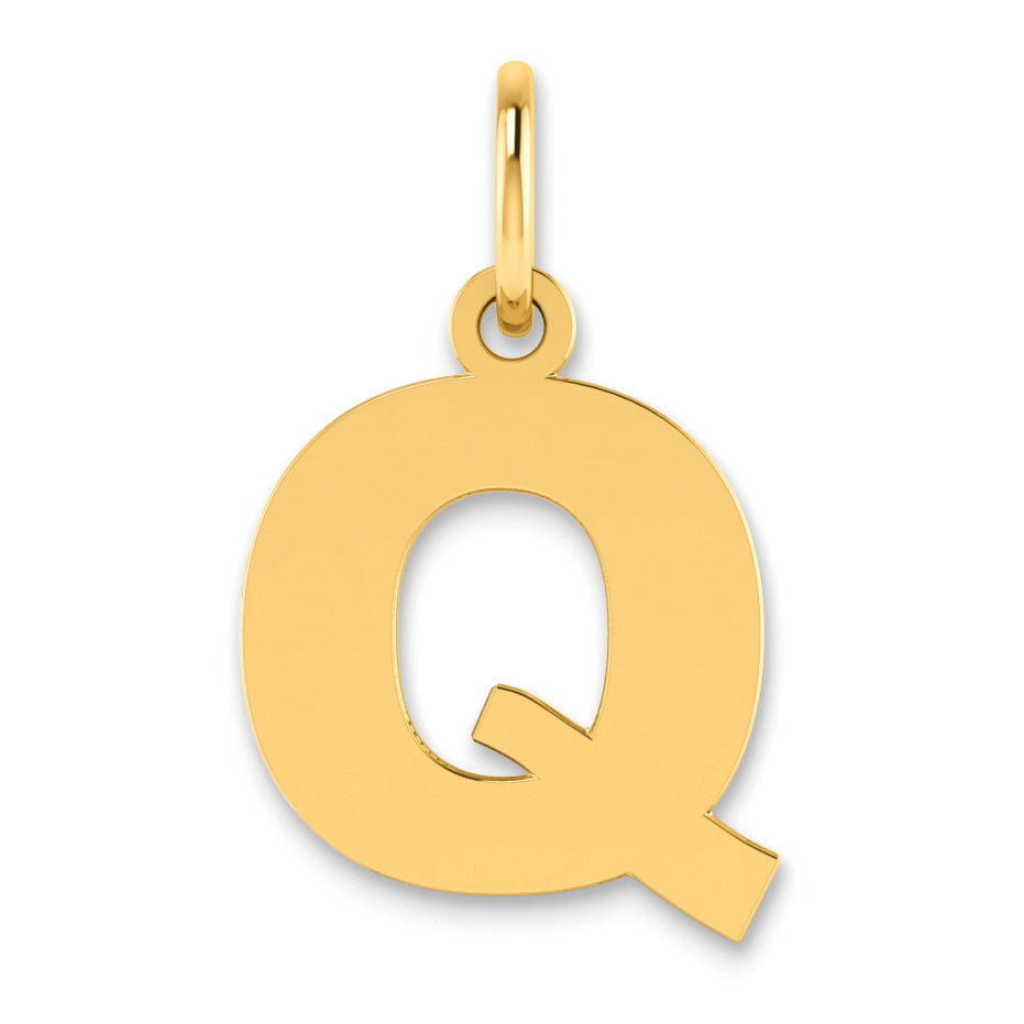 14K Gelbgold 14ky Buchstabe Q Initiale Anhänger