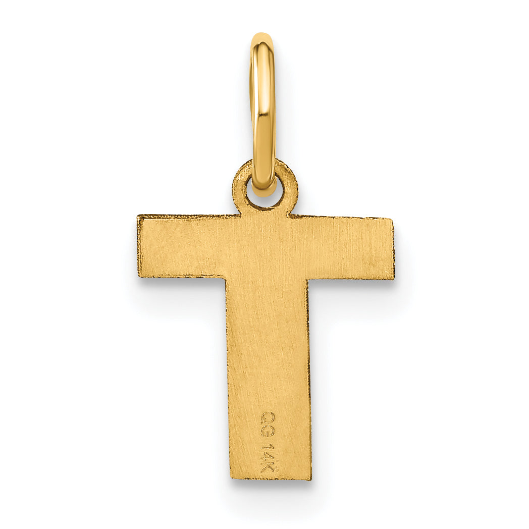14K Gelbgold 14ky Buchstabe T Initiale Anhänger