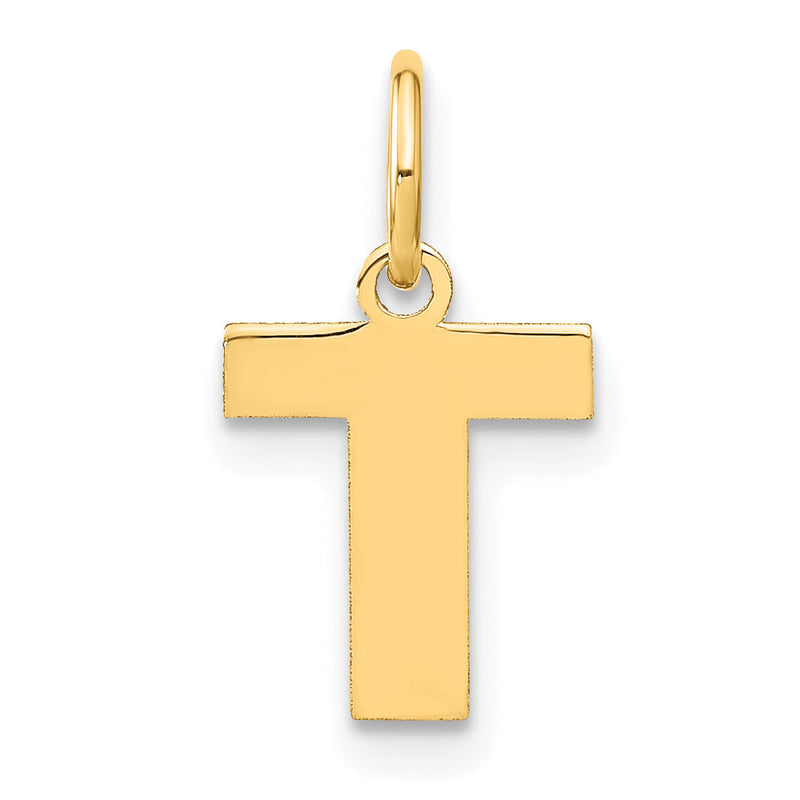 14K Gelbgold 14ky Buchstabe T Initiale Anhänger