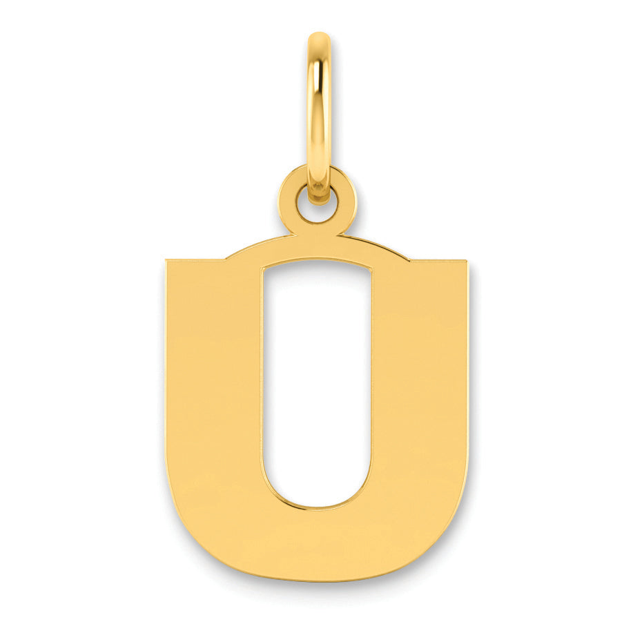14K Gelbgold 14ky Buchstabe U Initiale Anhänger
