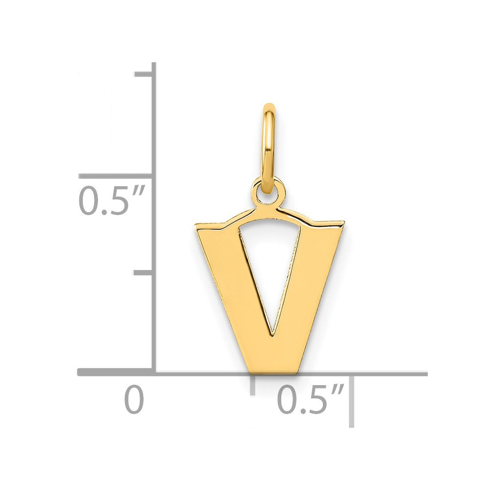14K Gelbgold 14ky Buchstabe V Initiale Anhänger
