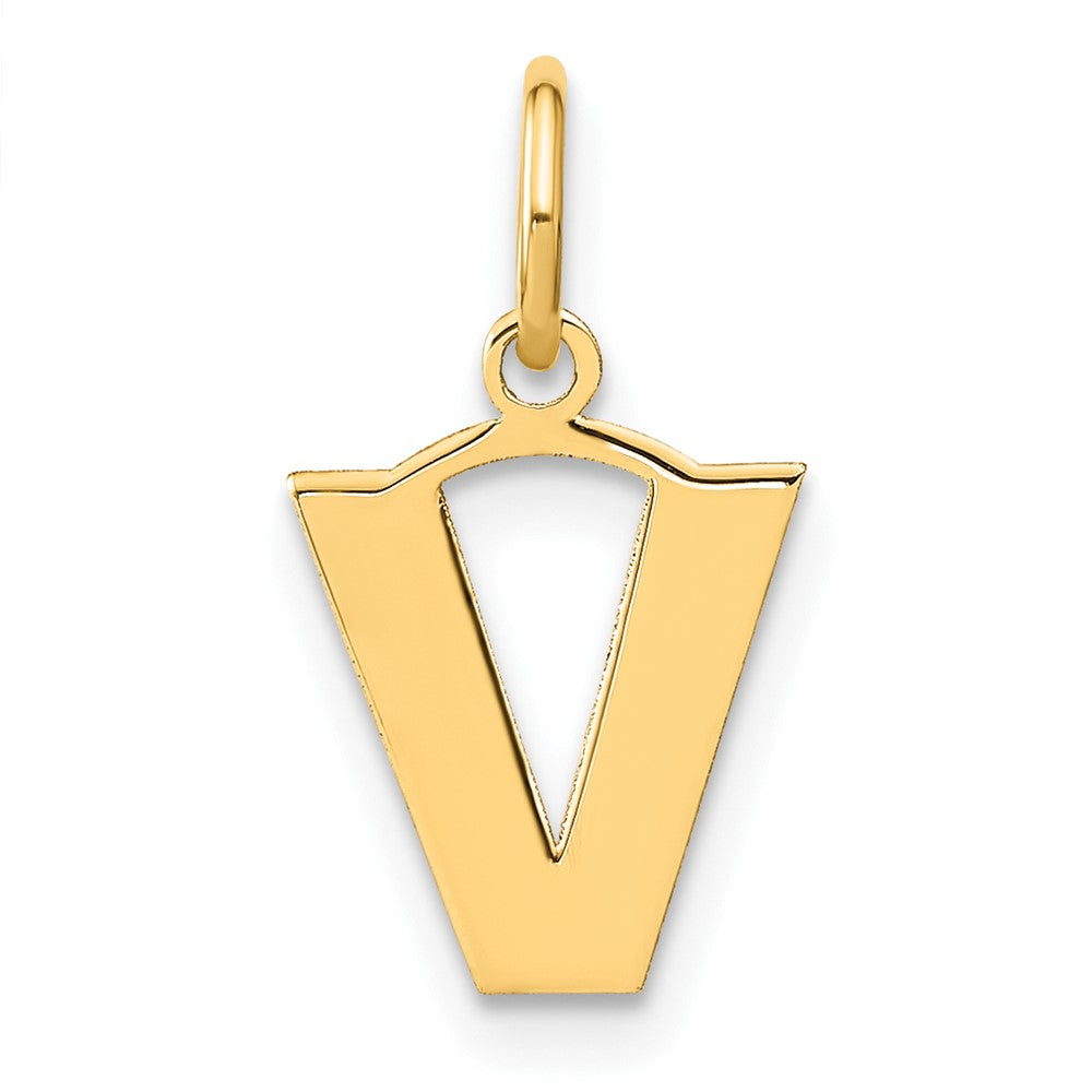 14K Gelbgold 14ky Buchstabe V Initiale Anhänger
