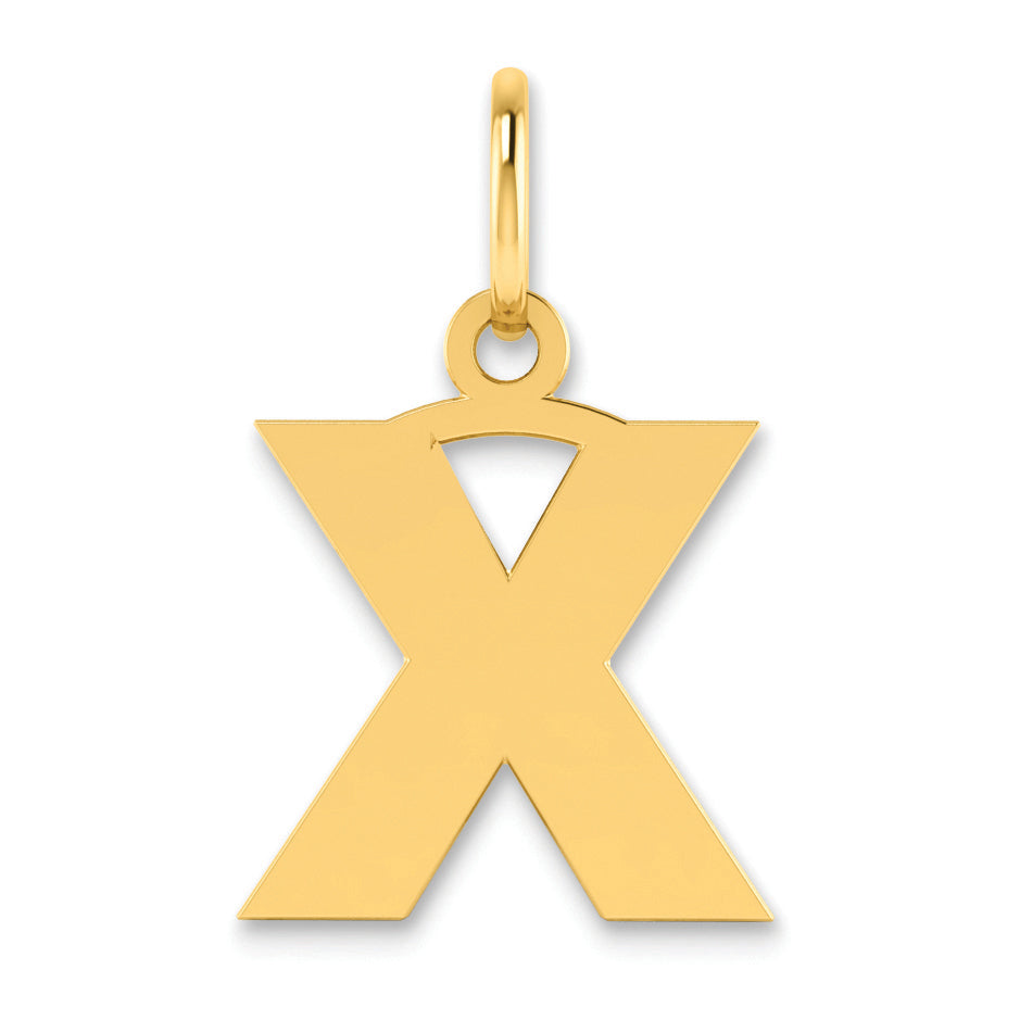 14K Gelbgold 14ky Buchstabe X Initiale Anhänger