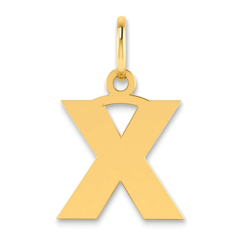 14K Gelbgold 14ky Buchstabe X Initiale Anhänger