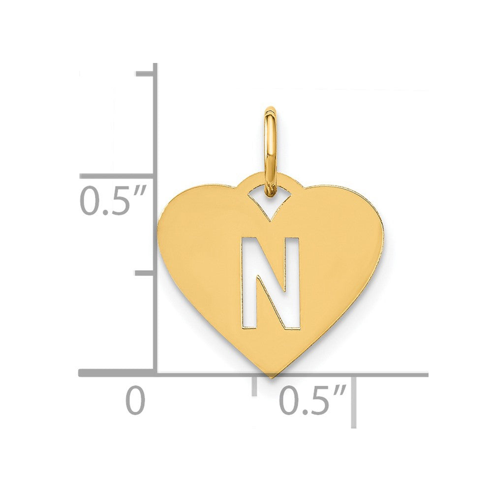 14K Gelbgold 14ky Initiale Buchstabe N Initiale Charm