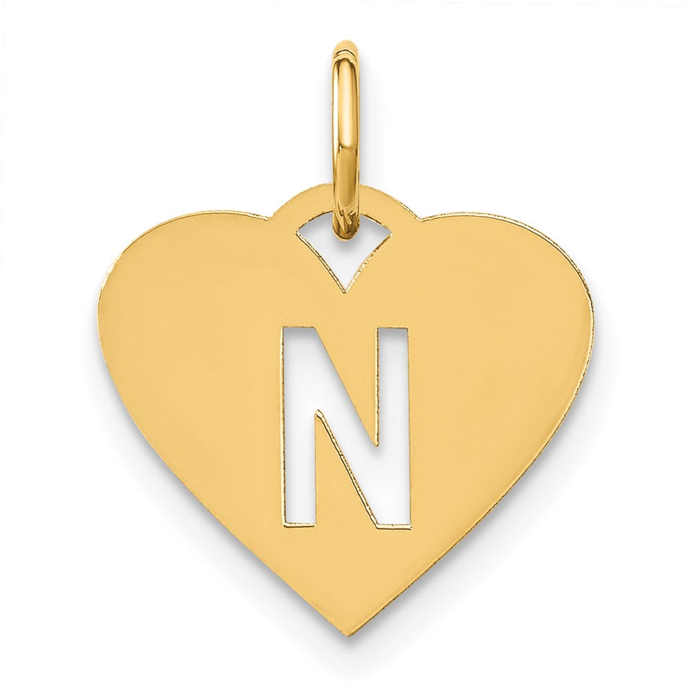 14K Gelbgold 14ky Initiale Buchstabe N Initiale Charm