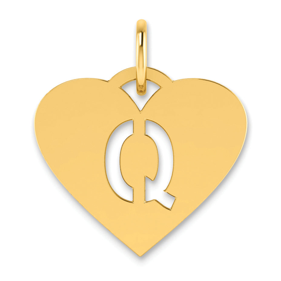14K Gelbgold 14ky Initiale Buchstabe Q Charm