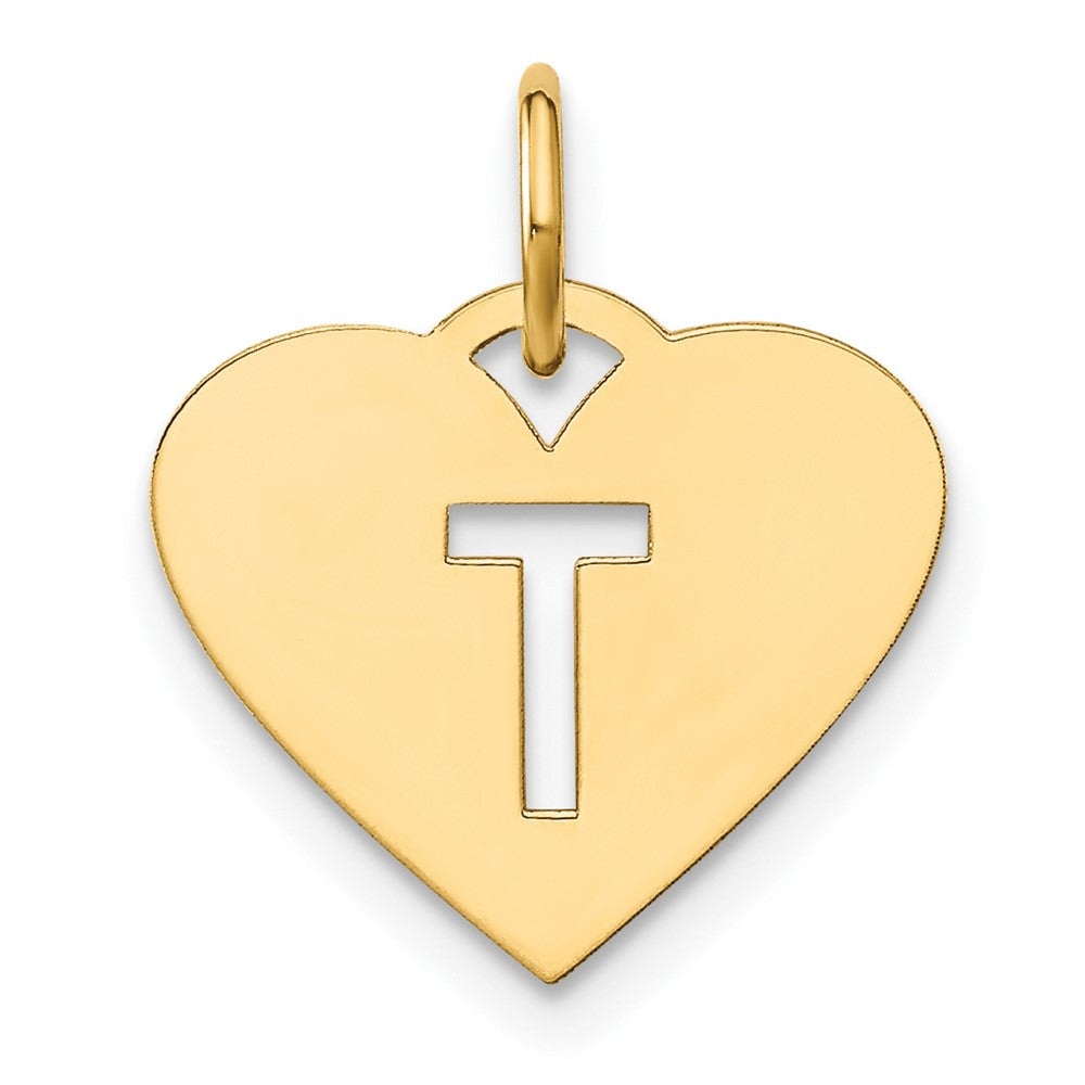 14K Gelbgold 14ky Initiale Buchstabe T Initiale Charm