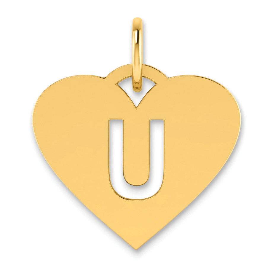 14K Gelbgold 14ky Initiale Buchstabe U Charm