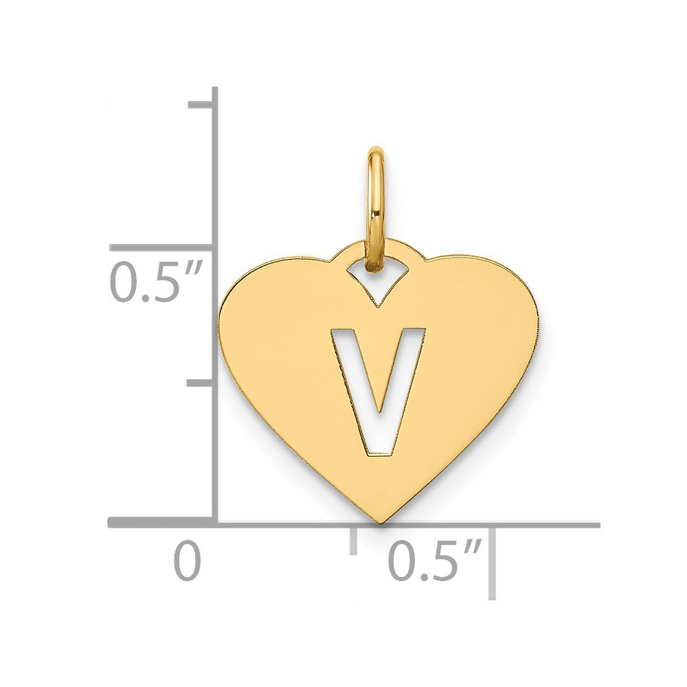 14K Gelbgold 14ky Initiale Buchstabe V Initiale Charm