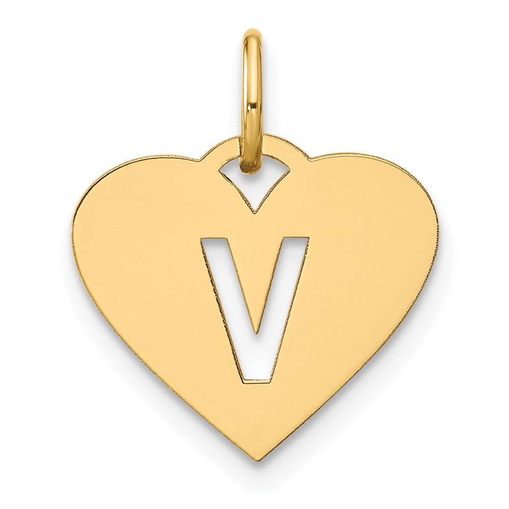 14K Gelbgold 14ky Initiale Buchstabe V Initiale Charm