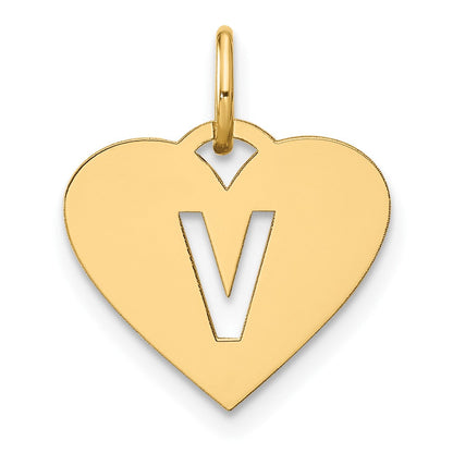 14K Gelbgold 14ky Initiale Buchstabe V Initiale Charm