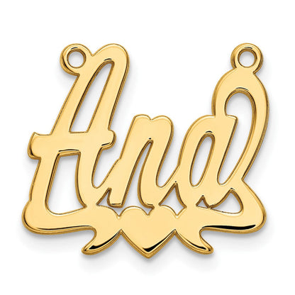 14K Gelbgold Poliert Herz Name Platte