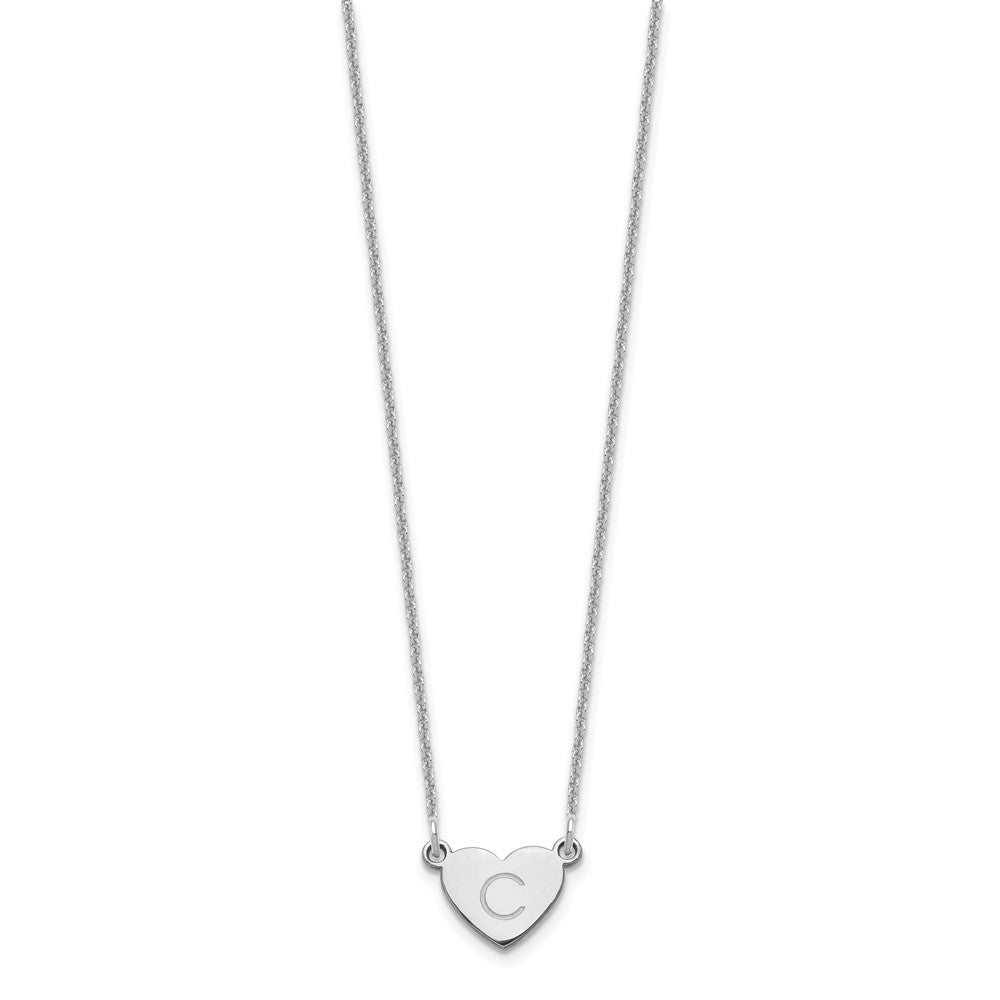 14K Weißgold Initiale Herz Halskette