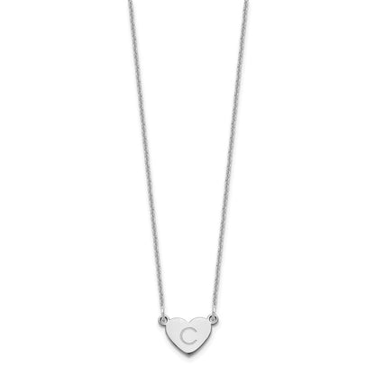 14K Weißgold Initiale Herz Halskette