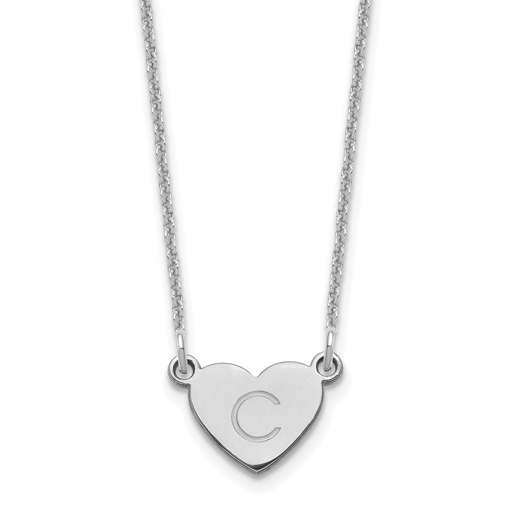 14K Weißgold Initiale Herz Halskette