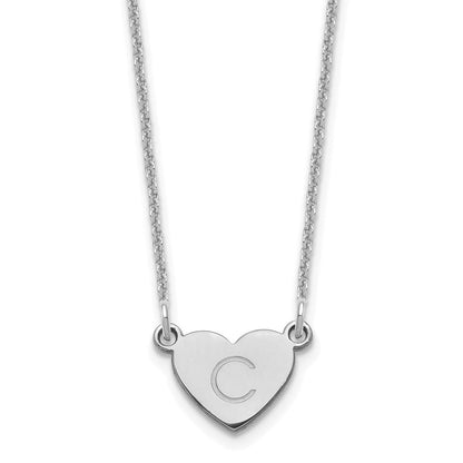 14K Weißgold Initiale Herz Halskette