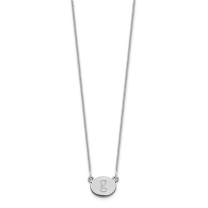 14K Weißgold Oval Initiale Halskette
