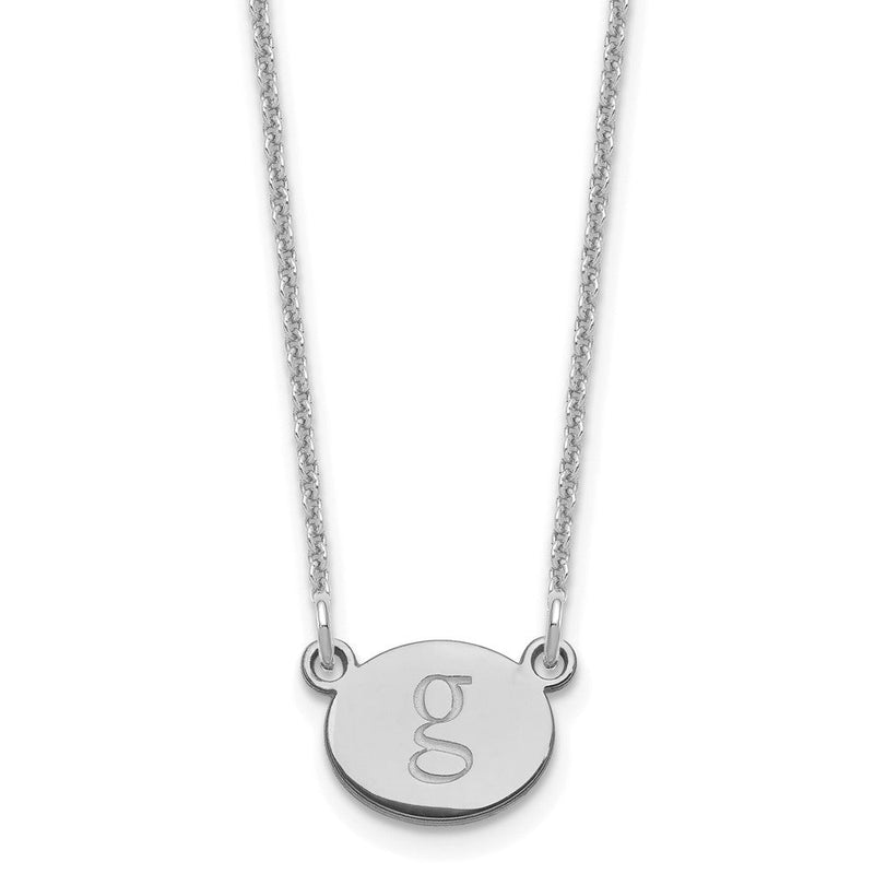 14K Weißgold Oval Initiale Halskette