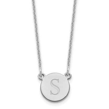 14K Weißgold Rund Initiale Halskette