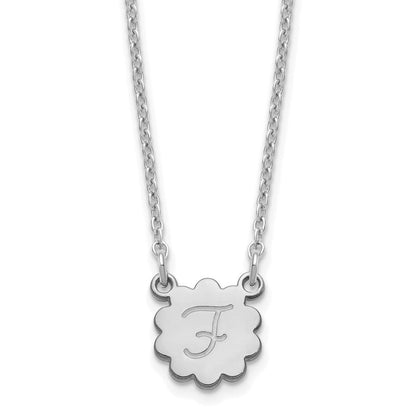Sterlingsilber Silber/rhodiniert Initiale Blume Halskette