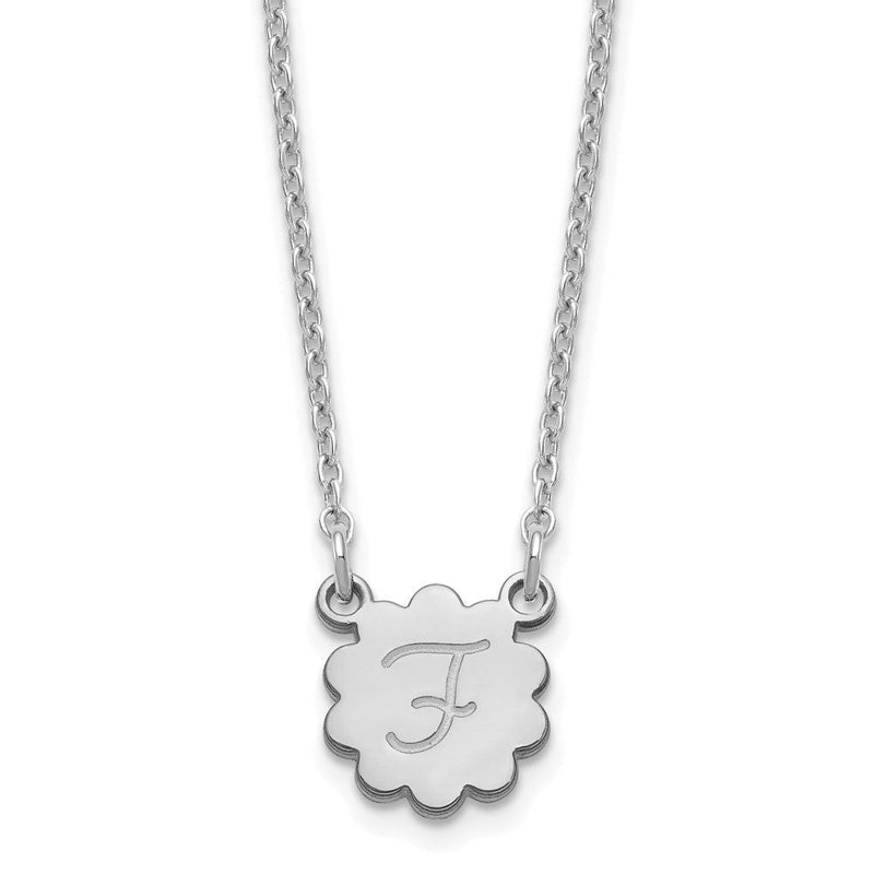 Sterlingsilber Silber/rhodiniert Initiale Blume Halskette