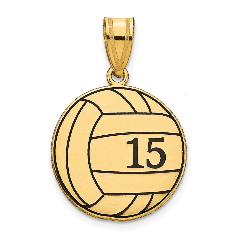 Vergoldet Sterlingsilber /gold Personalisiert Volleyball mit Emailliert Anhänger