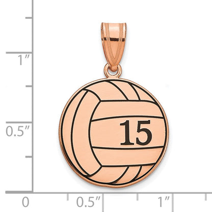 14K Roségold Personalisiert Volleyball mit Emailliert Anhänger