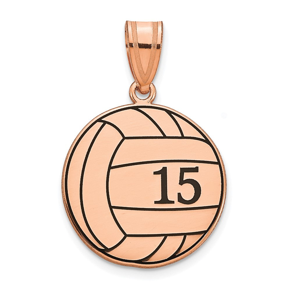 14K Roségold Personalisiert Volleyball mit Emailliert Anhänger