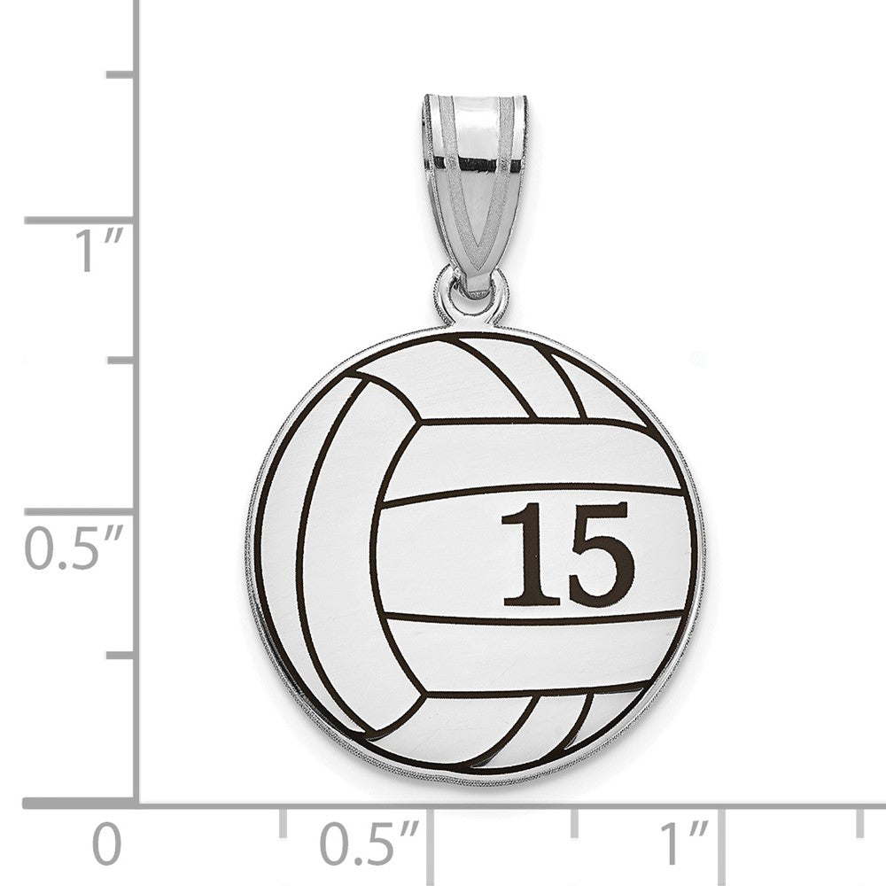 Sterlingsilber Silber/rhodiniert Personalisiert Volleyball mit Emailliert Pendan