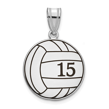 Sterlingsilber Silber/rhodiniert Personalisiert Volleyball mit Emailliert Pendan