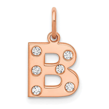 Roségoldbeschichtet Sterlingsilber /rose Initiale mit Diamanten Charm