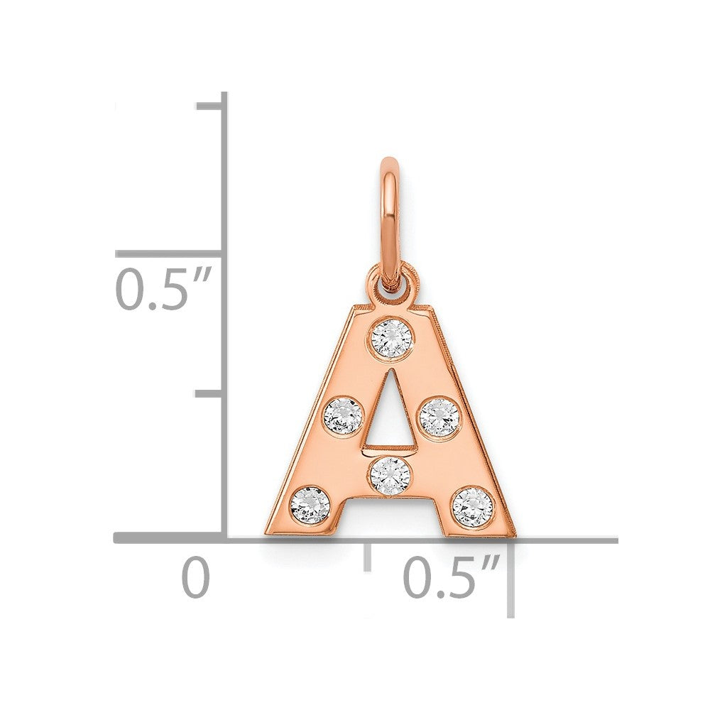 Roségoldbeschichtet Sterlingsilber /rose Initiale mit Diamanten Charm