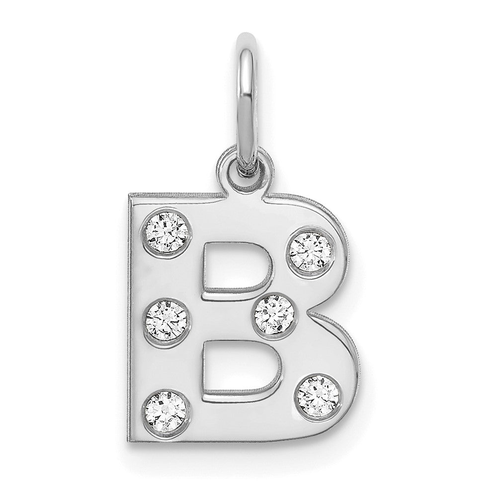 Sterlingsilber Silber/rhodiniert Initiale mit Diamanten Charm