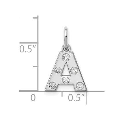 Sterlingsilber Silber/rhodiniert Initiale mit Diamanten Charm