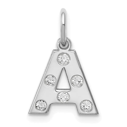Sterlingsilber Silber/rhodiniert Initiale mit Diamanten Charm