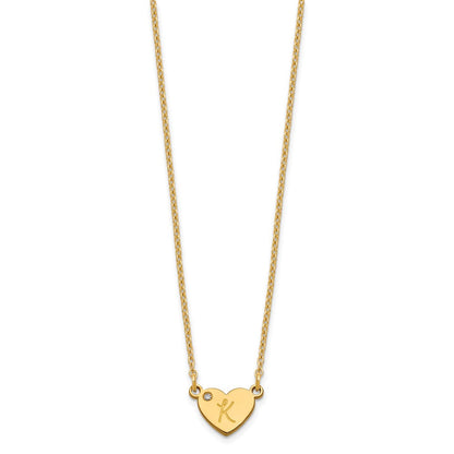 Vergoldet Sterlingsilber /gold Initiale Herz mit Diamant Halskette