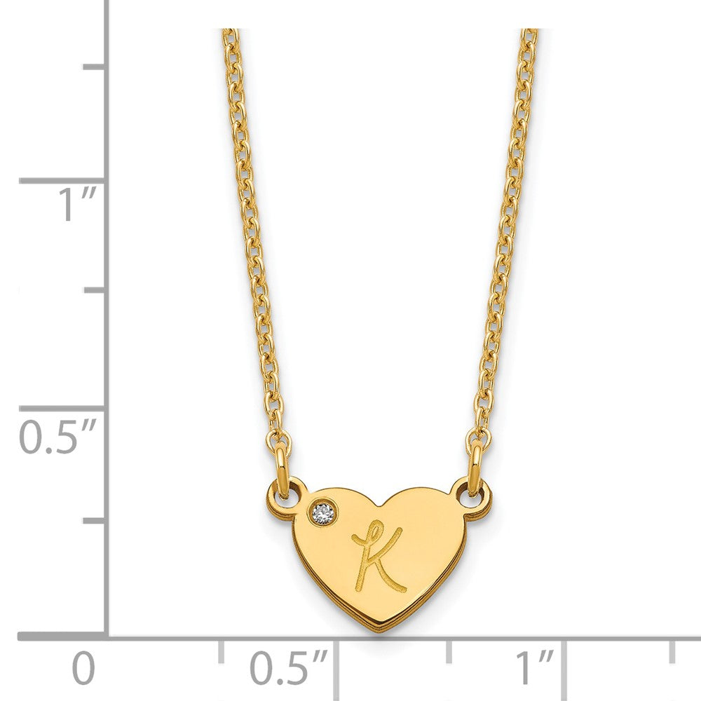 Vergoldet Sterlingsilber /gold Initiale Herz mit Diamant Halskette