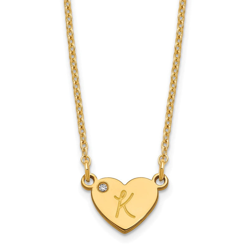 Vergoldet Sterlingsilber /gold Initiale Herz mit Diamant Halskette