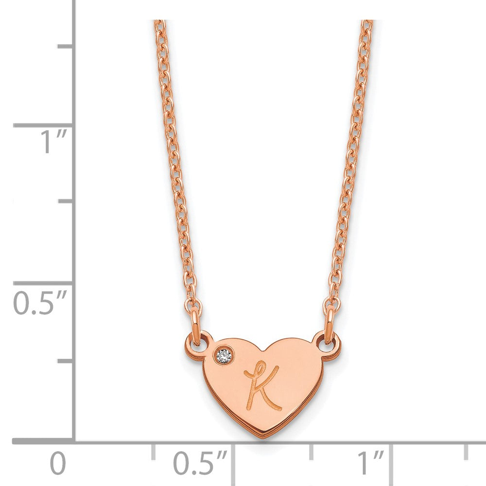 Roségoldbeschichtet Sterlingsilber /rose Initiale Herz mit Diamant Halskette